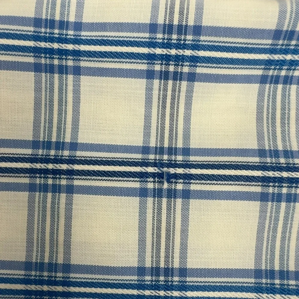 Banana Republic Button‎ Up Mens XL Blue Cotton Non-Iron Slim Fit Plaid Preppy